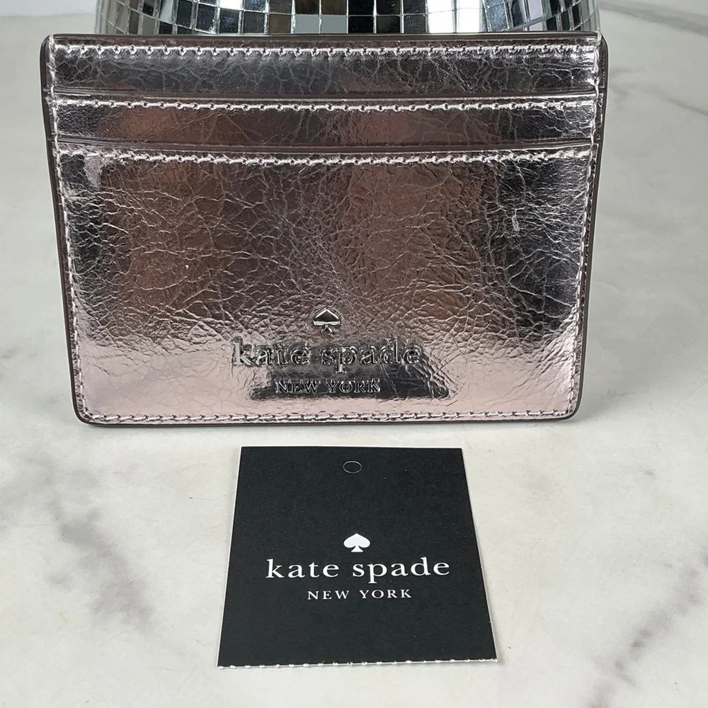 Kate Spade Lilac Moon Madison Crinkle Card Holder Slim‎ Metallic Small Wallet